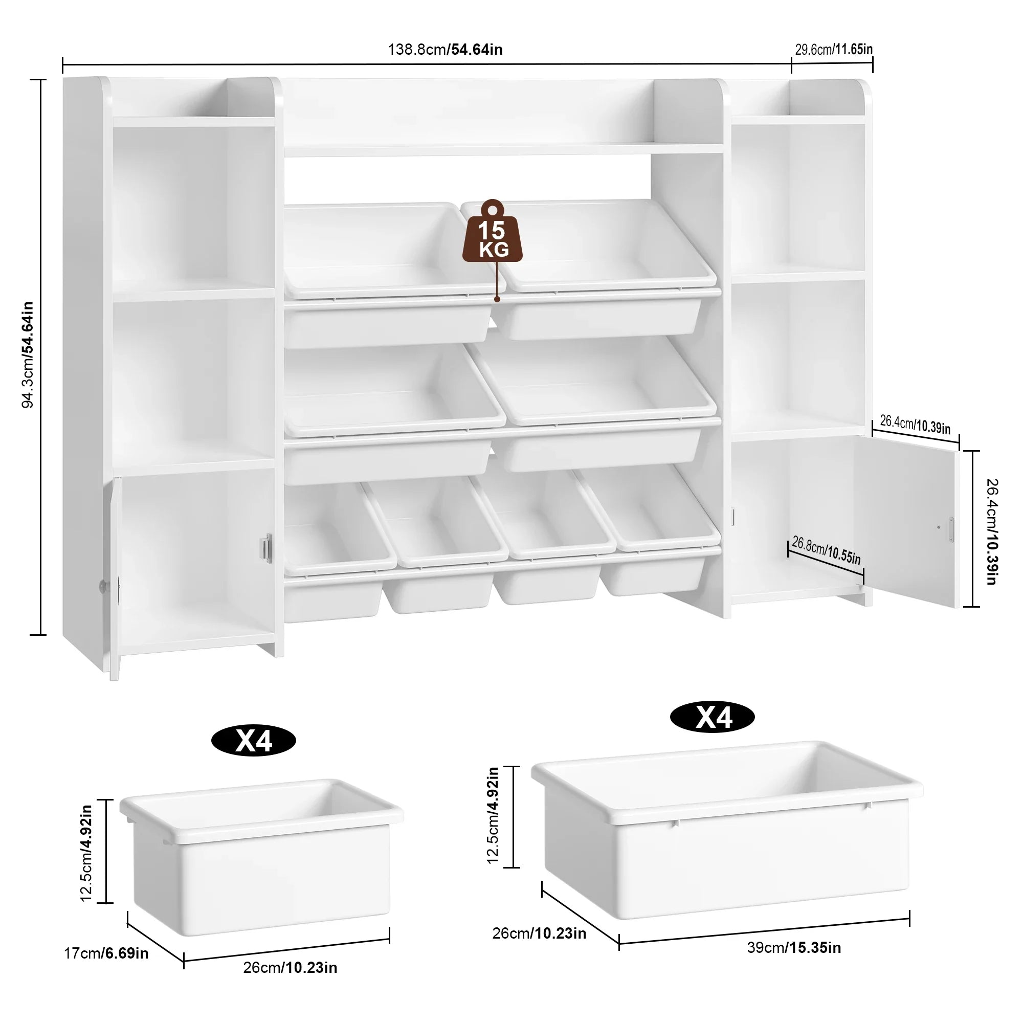 AlixFurniture Grande Bibliothèque pour Enfant – Rangement Spacieux et Organisé