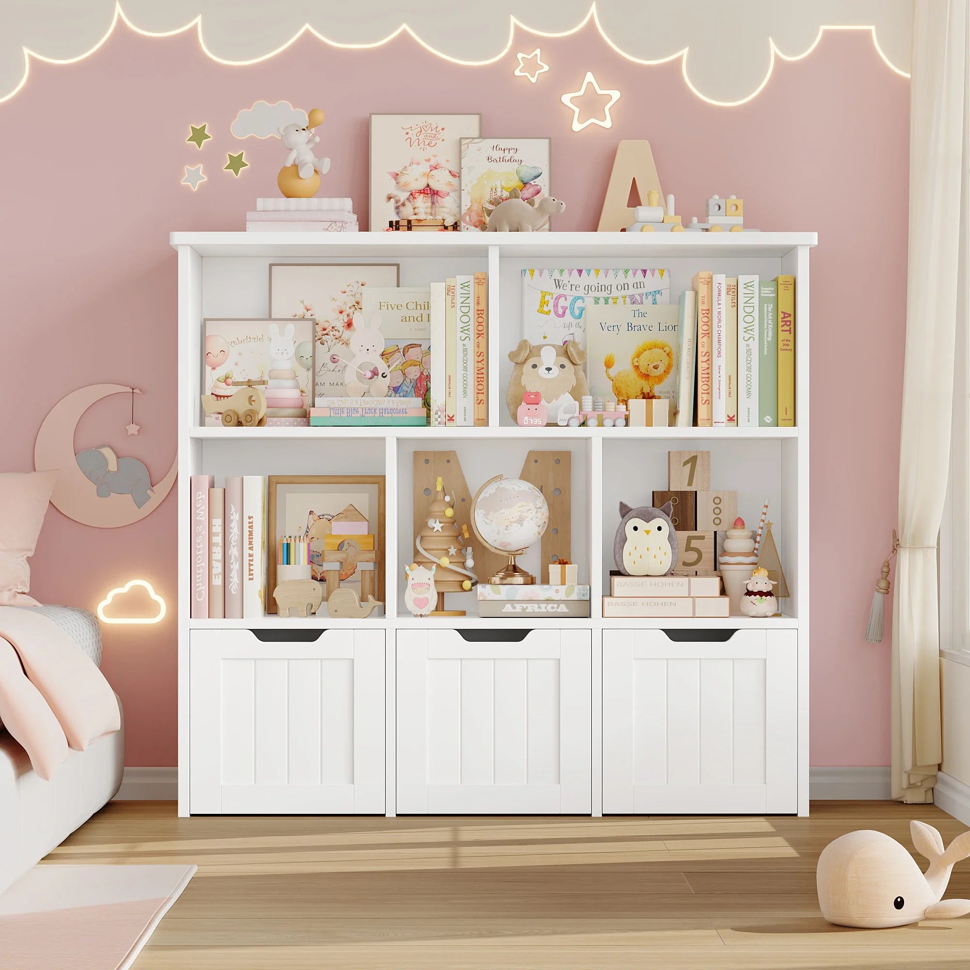 AlixFurniture Armoire Bibliothèque Enfant – Espace de Rangement Fonctionnel et Ludique