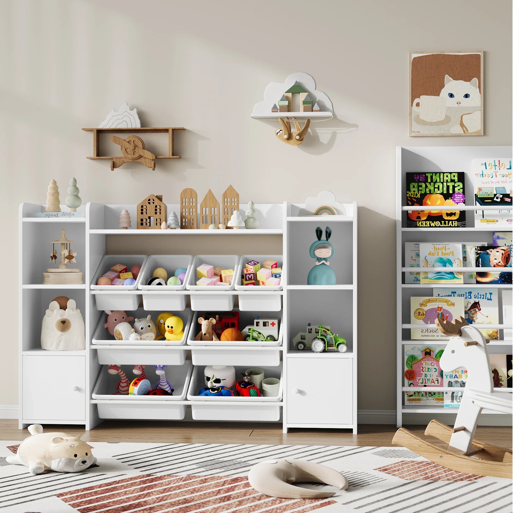 AlixFurniture Grande Bibliothèque pour Enfant – Rangement Spacieux et Organisé