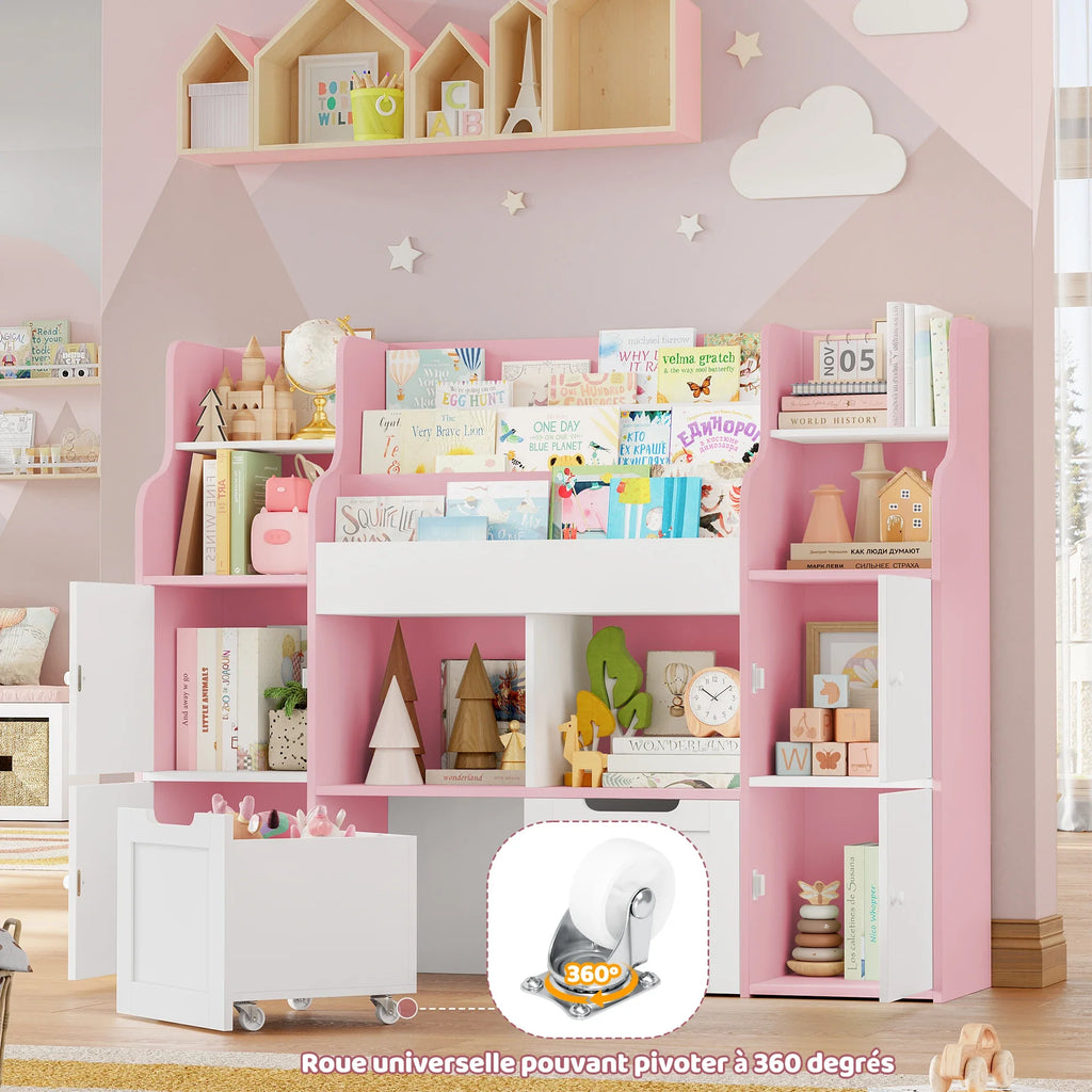 AlixFurniture Bibliothèque et meuble de rangement pour enfants en bois –stable et grande capacité