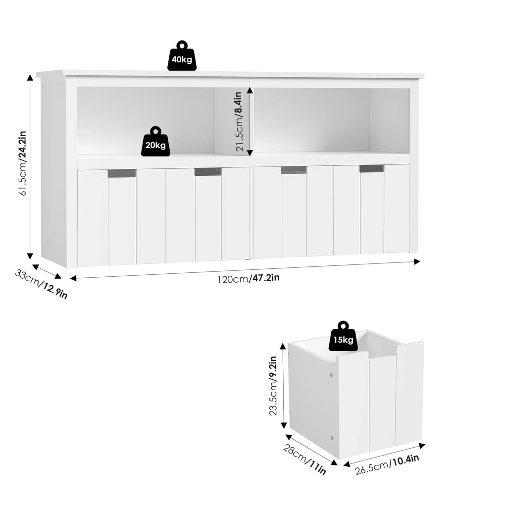 AlixFurniture Bibliothèque pour enfants en bois – sûre, stable et facile à ranger