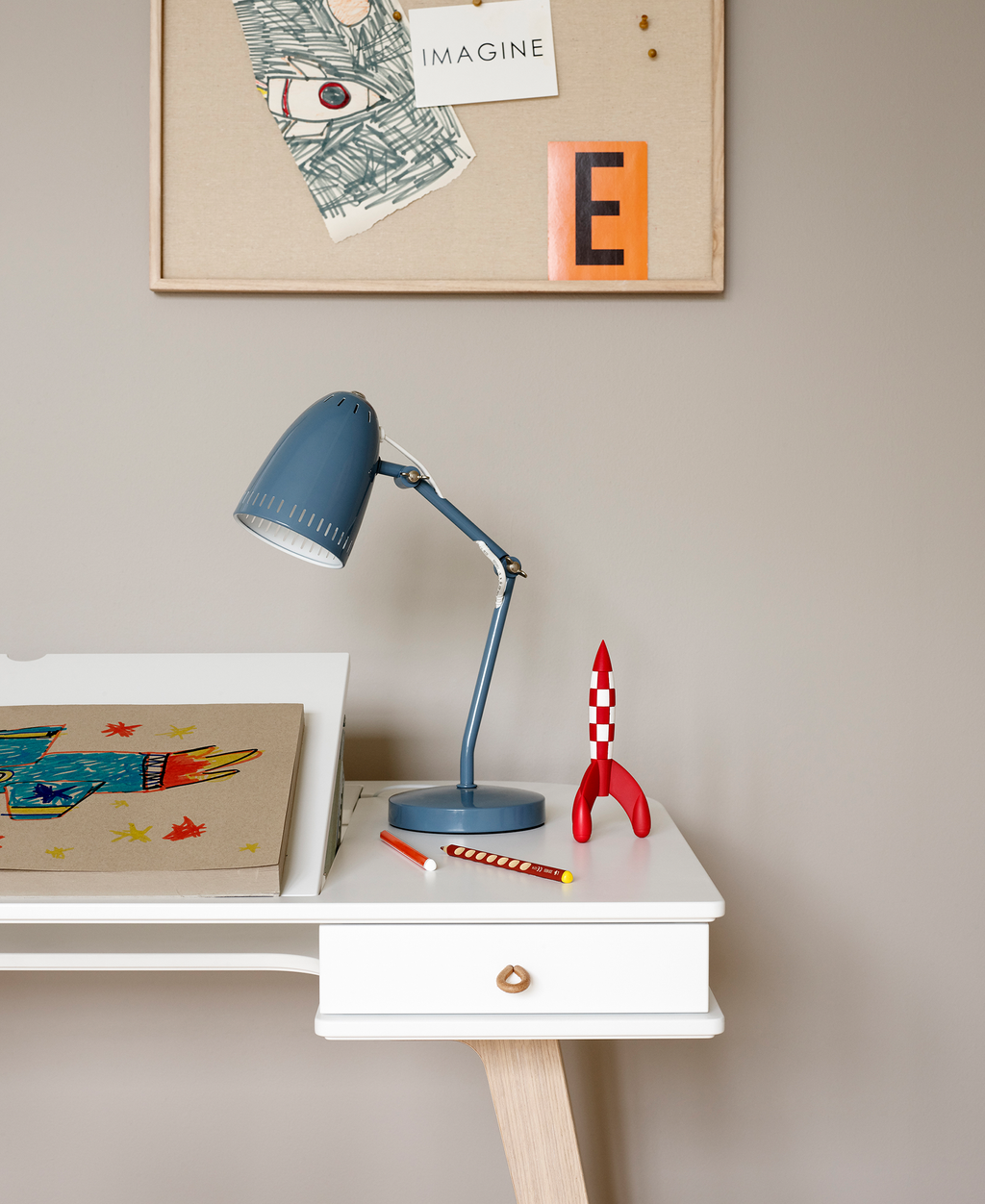 AlixFurniture Bureau Wood 66 cm, blanc/chêne