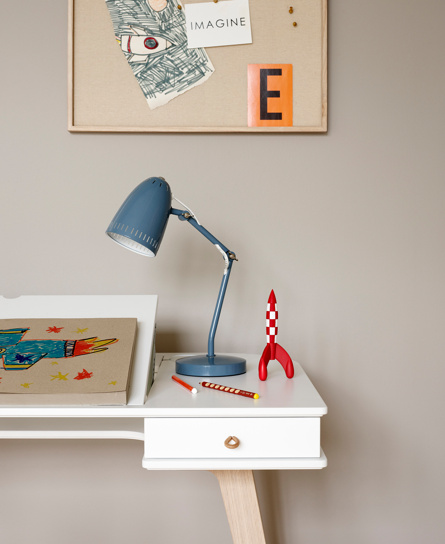 AlixFurniture Bureau Wood 66 cm, blanc/chêne