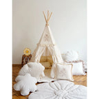 AlixFurniture Tente Tipi Boho Élégante Avec Volants Et Broderies Raffinées
