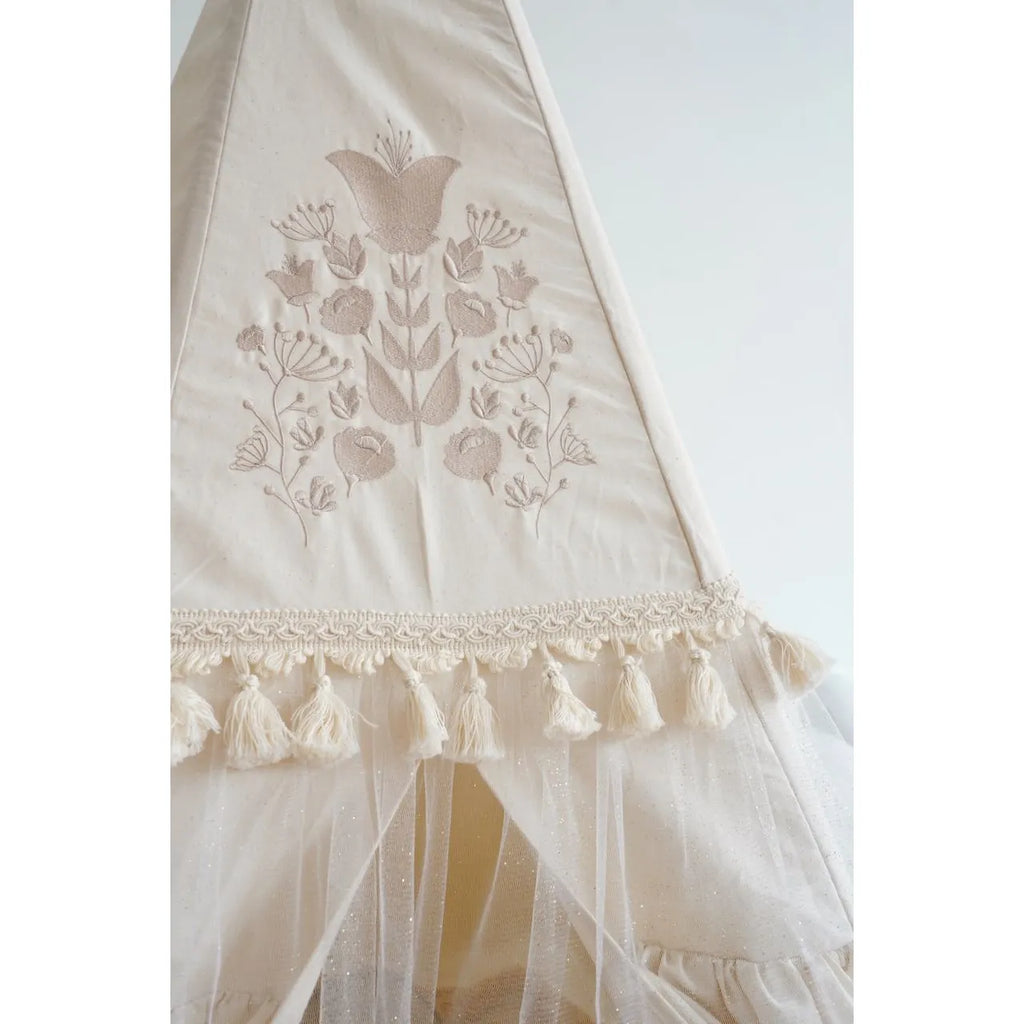 AlixFurniture - Tente tipi style bohème avec volants et broderies