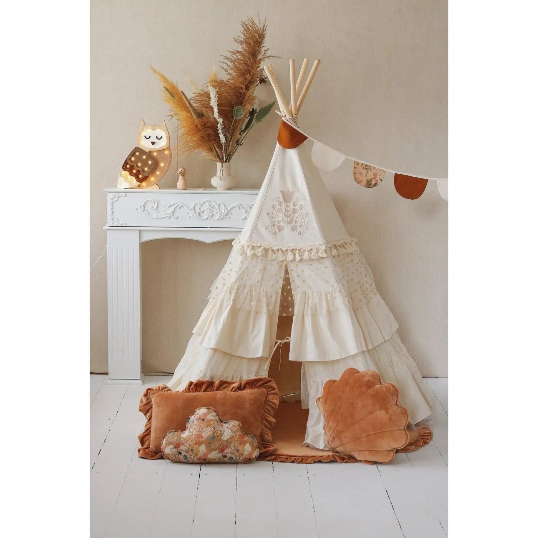 AlixFurniture - Tente tipi style bohème avec volants et broderies