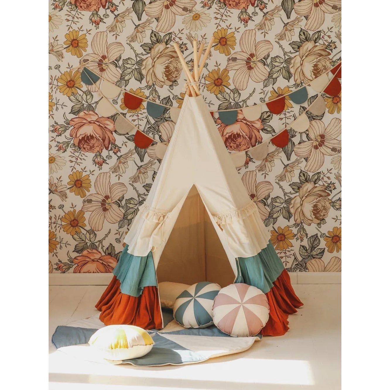 AlixFurniture Tipi Enfant Naturel en Coton et Lin – Refuge Douillet et Portable pour Petits Aventuriers