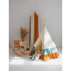 AlixFurniture Tipi Enfant Naturel en Coton et Lin – Refuge Douillet et Portable pour Petits Aventuriers