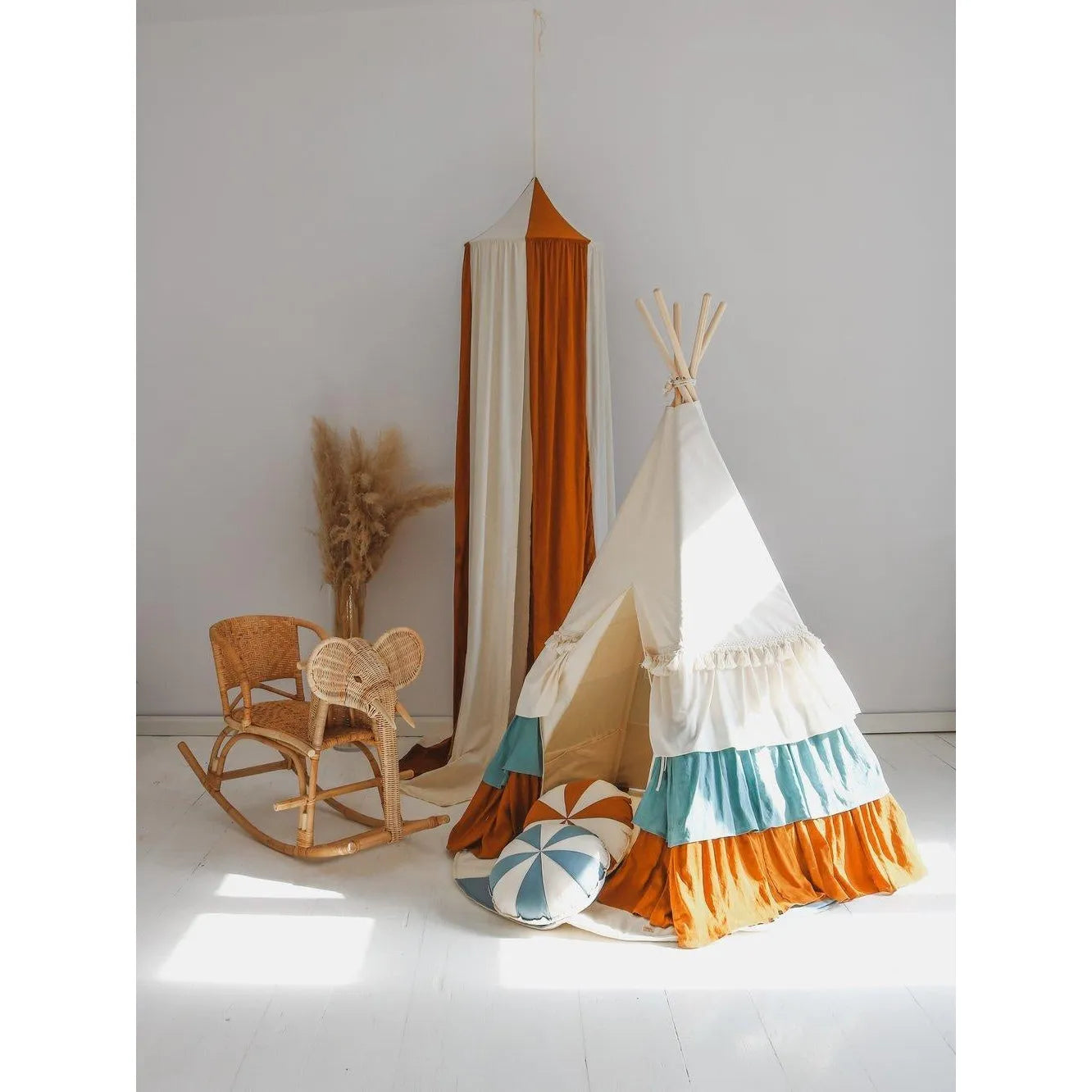AlixFurniture Tipi Enfant Naturel en Coton et Lin – Refuge Douillet et Portable pour Petits Aventuriers