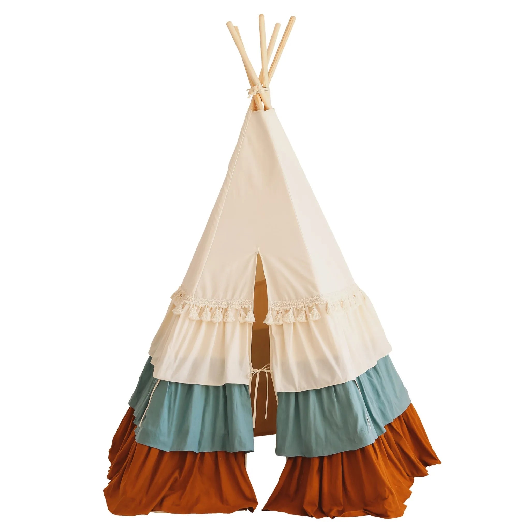 AlixFurniture Tipi Enfant Naturel en Coton et Lin – Refuge Douillet et Portable pour Petits Aventuriers