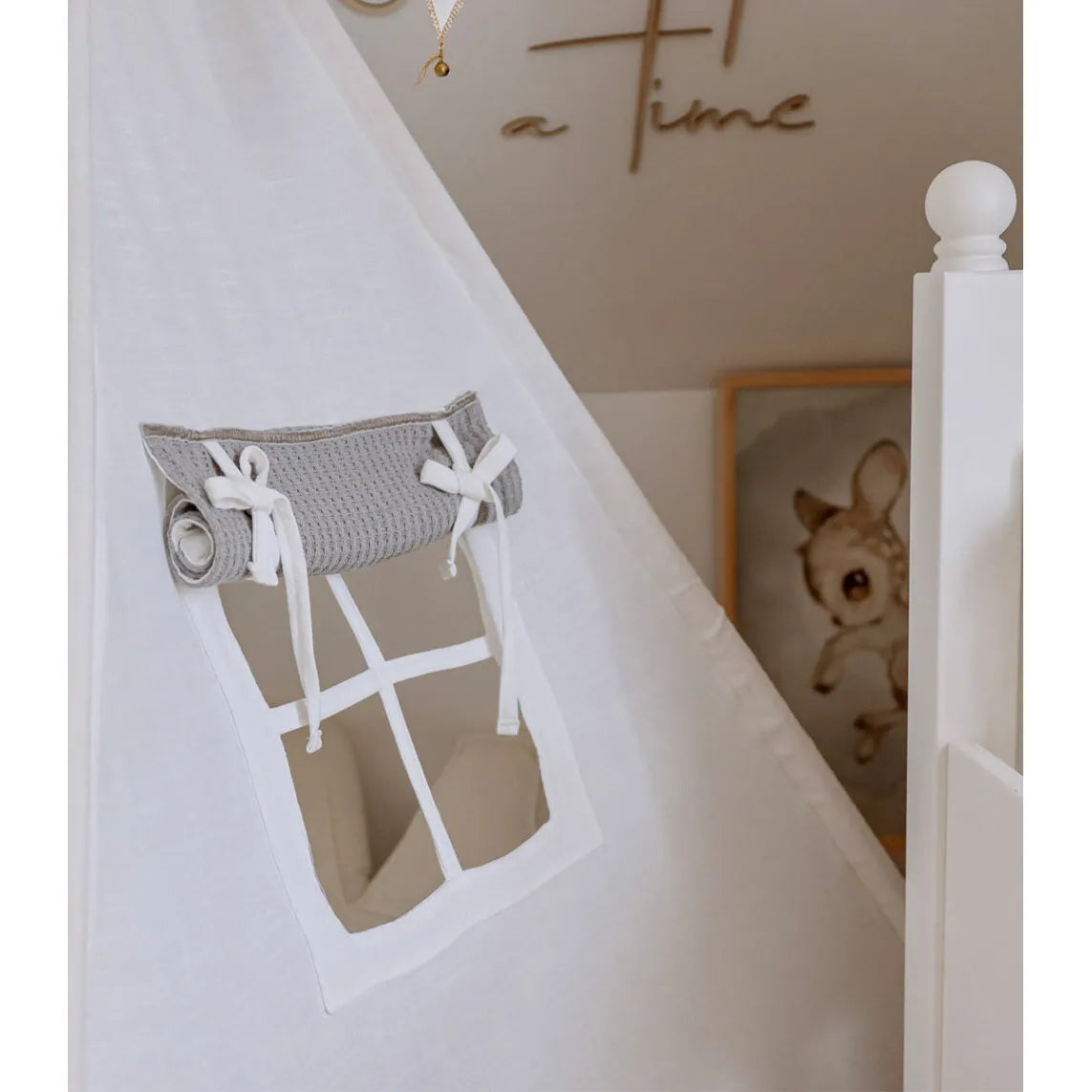 AlixFurniture Tente Tipi Enfant en Matériaux Naturels avec Tapis Confortable