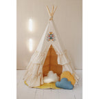 AlixFurniture Tente Tipi Bohème Élégante À Volants Et Broderies Raffinées