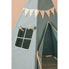 AlixFurniture - Tipi Gold Star en lin et coton avec rideau et tapis assorti, design élégant et structure stable