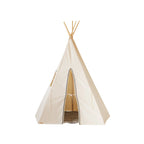 AlixFurniture Teepee stan - Sivý s pompónmi