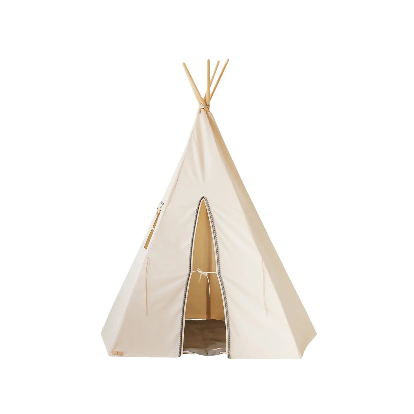 AlixFurniture Teepee stan - Sivý s pompónmi
