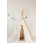 AlixFurniture Teepee stan - Sivý s pompónmi