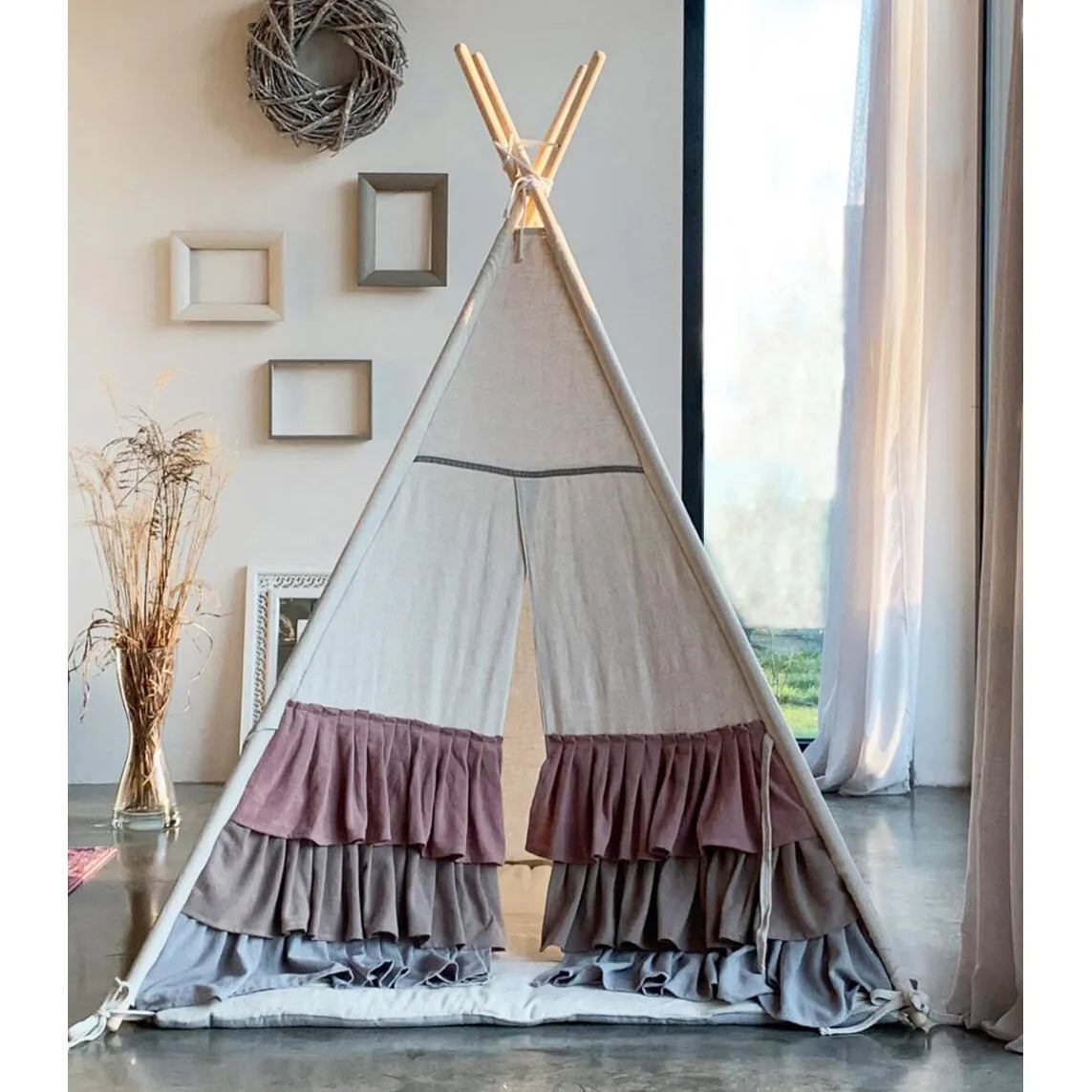 AlixFurniture Tente Enfant en Bois et Coton – Espace de Jeu Confortable et Écologique