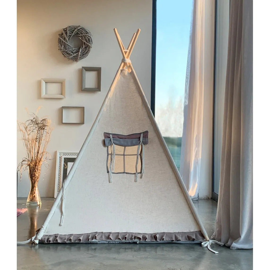 AlixFurniture Tente Enfant en Bois et Coton – Espace de Jeu Confortable et Écologique