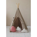 AlixFurniture - Tente tipi et tapis  Lin naturel  en coton et lin, design élégant et structure stable