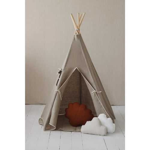 AlixFurniture - Tente tipi et tapis  Lin naturel  en coton et lin, design élégant et structure stable