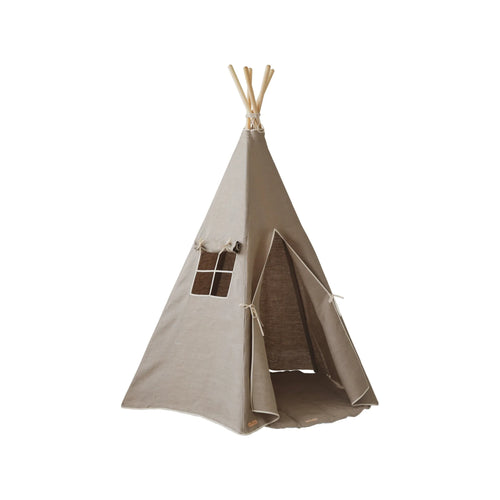 AlixFurniture - Tente tipi et tapis  Lin naturel  en coton et lin, design élégant et structure stable