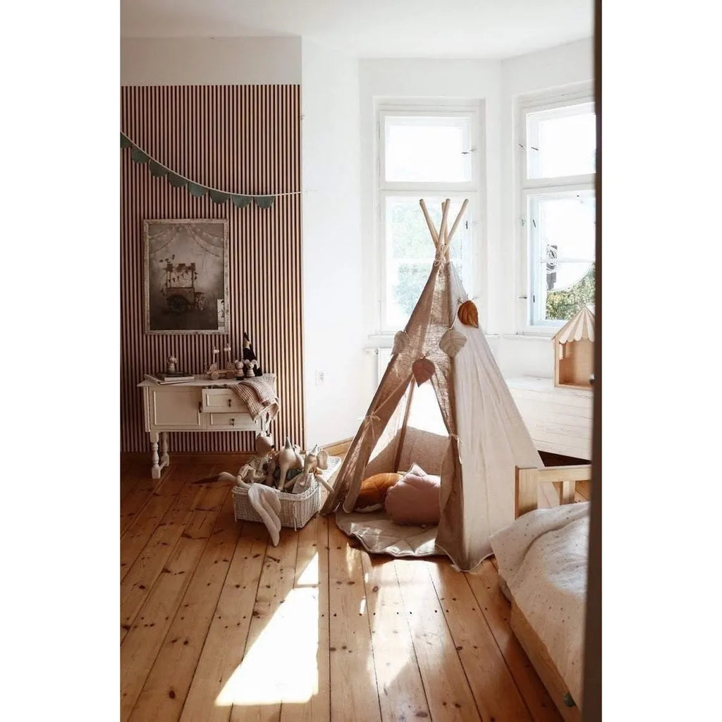 AlixFurniture - Tente tipi et tapis  Lin naturel  en coton et lin, design élégant et structure stable