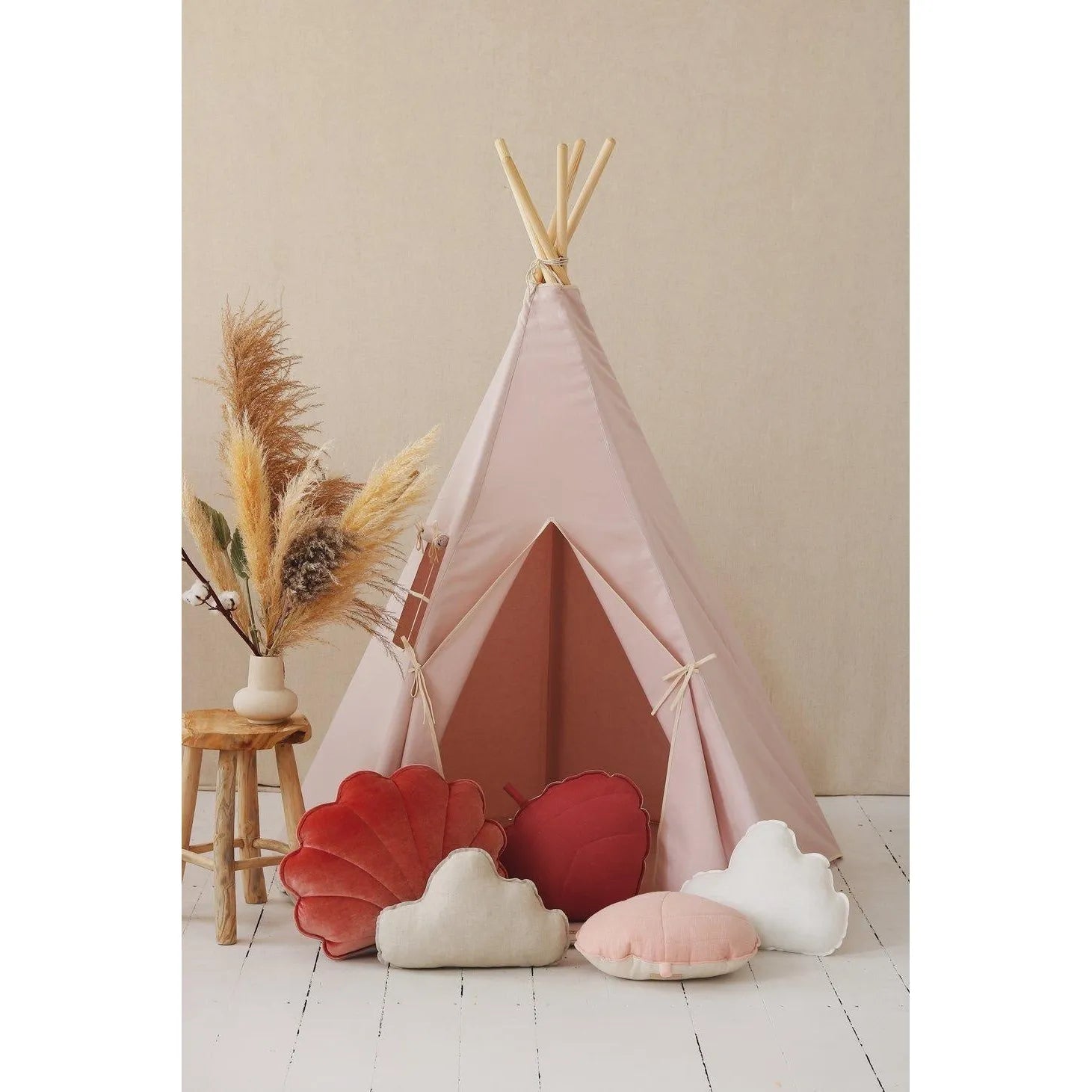 AlixFurniture Ensemble tente tipi rose avec tapis en coton