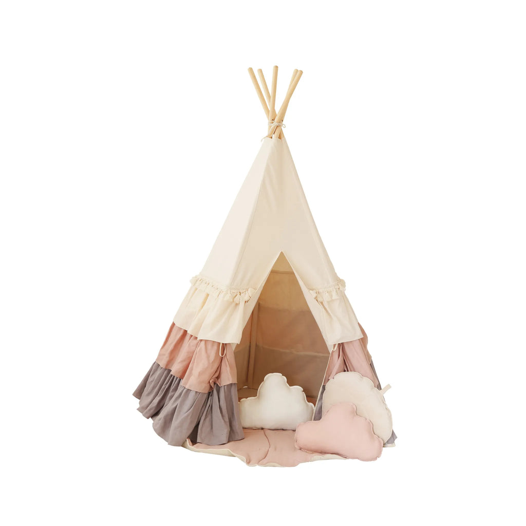 AlixFurniture Tipi Enfant à Volants avec Tapis Matelassé