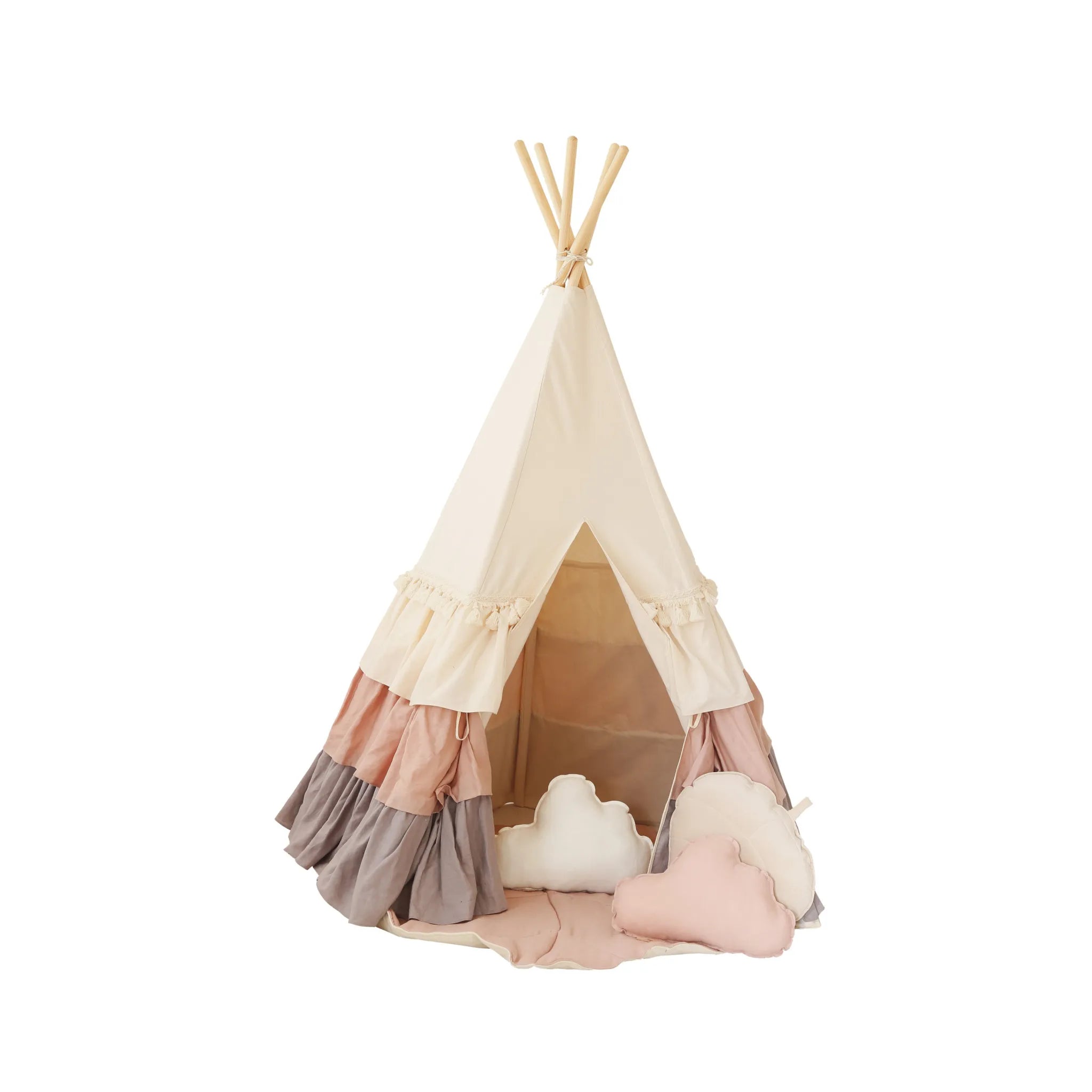 AlixFurniture Tipi Enfant à Volants avec Tapis Matelassé