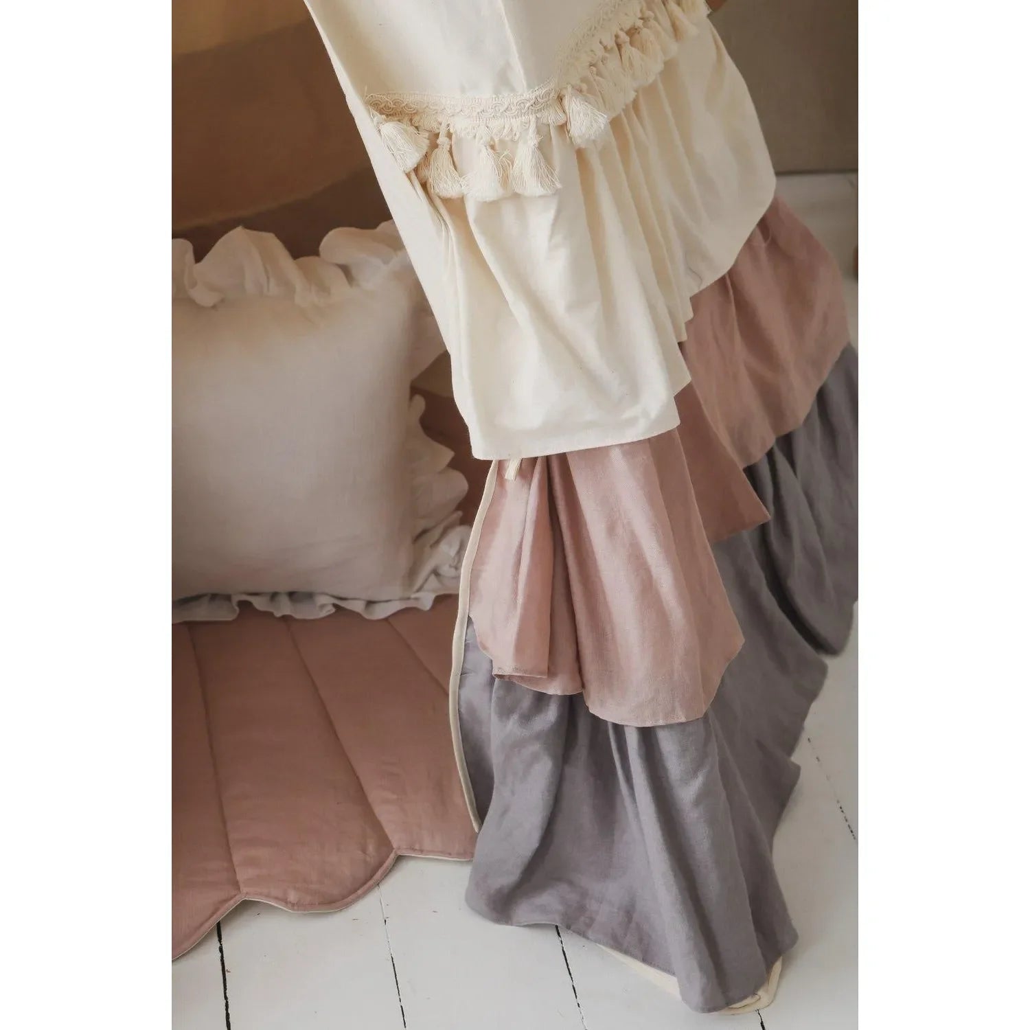 AlixFurniture Tipi Enfant à Volants avec Tapis Matelassé
