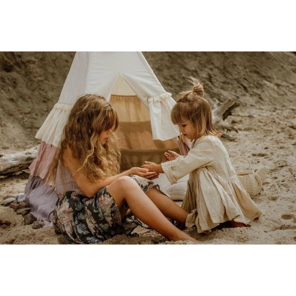 AlixFurniture Tipi Enfant à Volants avec Tapis Matelassé