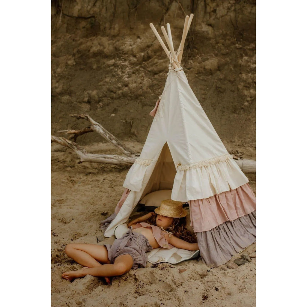 AlixFurniture Tipi Enfant à Volants avec Tapis Matelassé