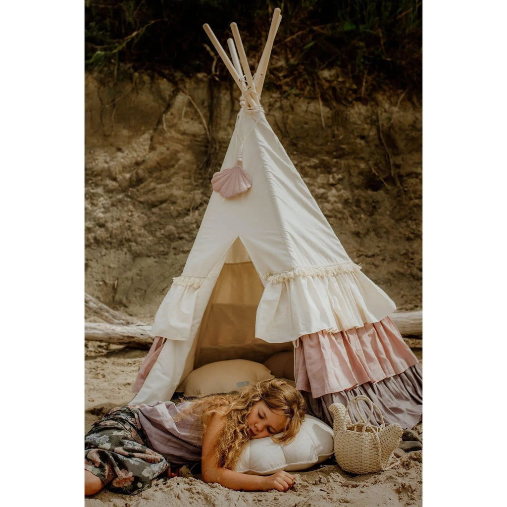 AlixFurniture Tipi Enfant à Volants avec Tapis Matelassé