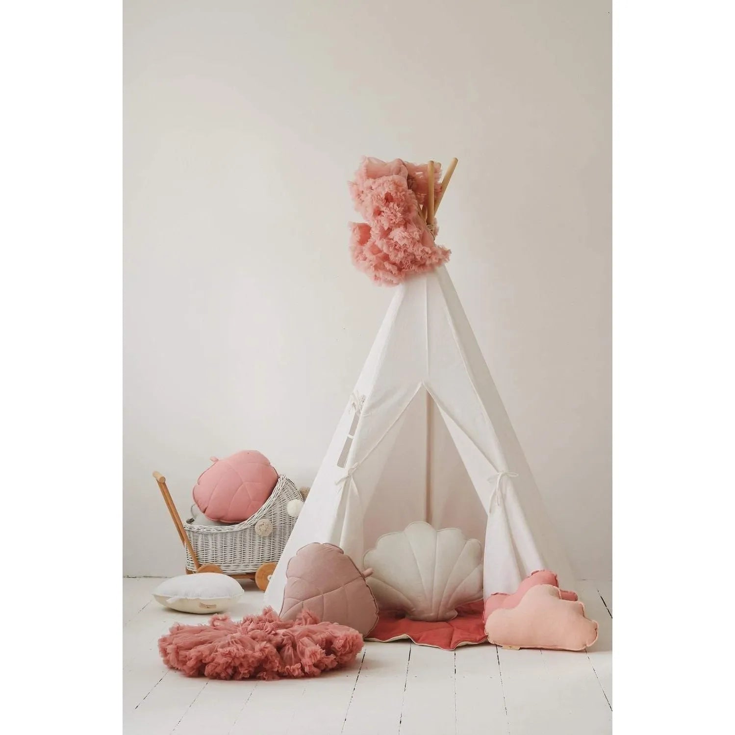 AlixFurniture Ensemble tipi blanc avec tapis feuille confortable