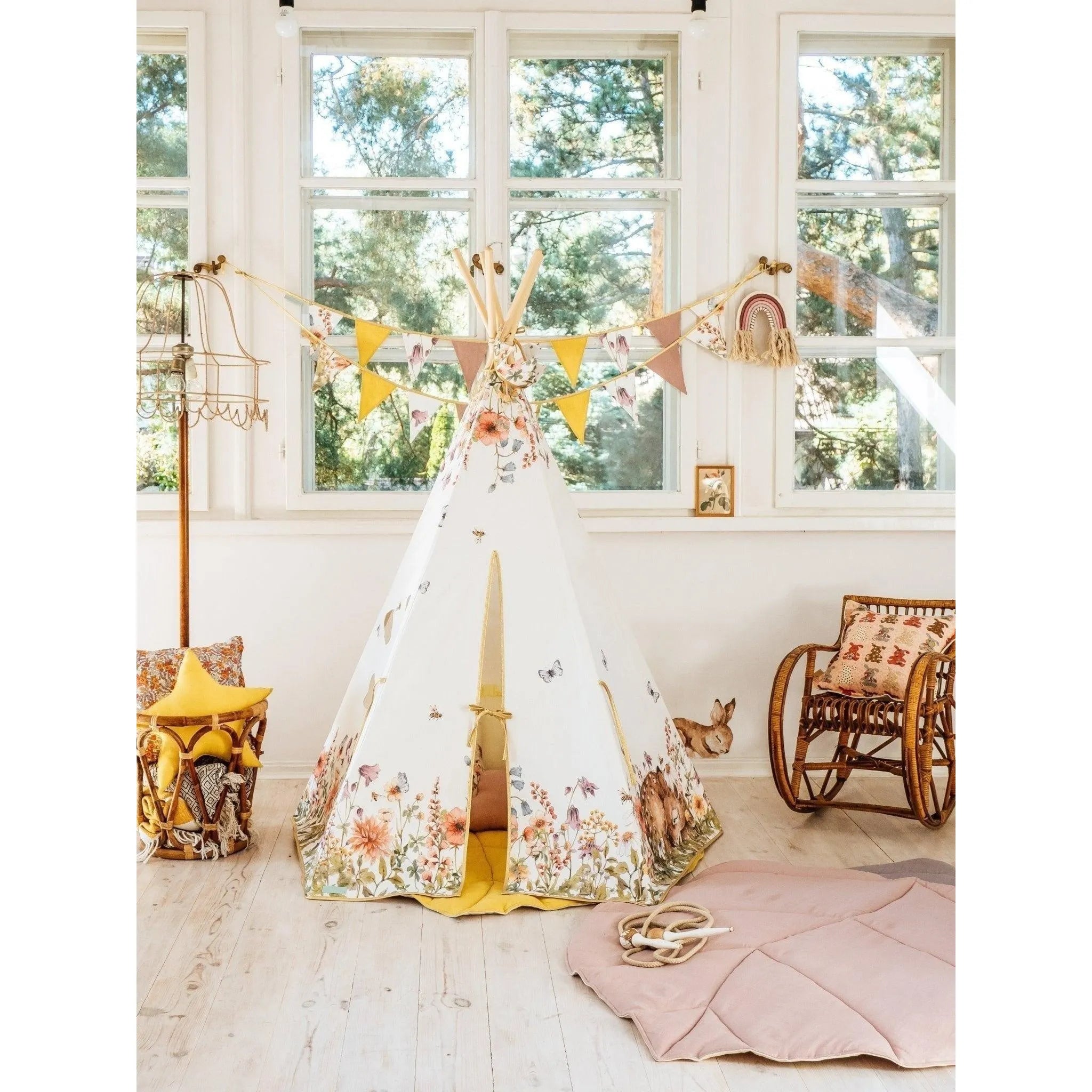 AlixFurniture Ensemble Tipi Avec Tapis Doux Collection Fleurs Sauvages