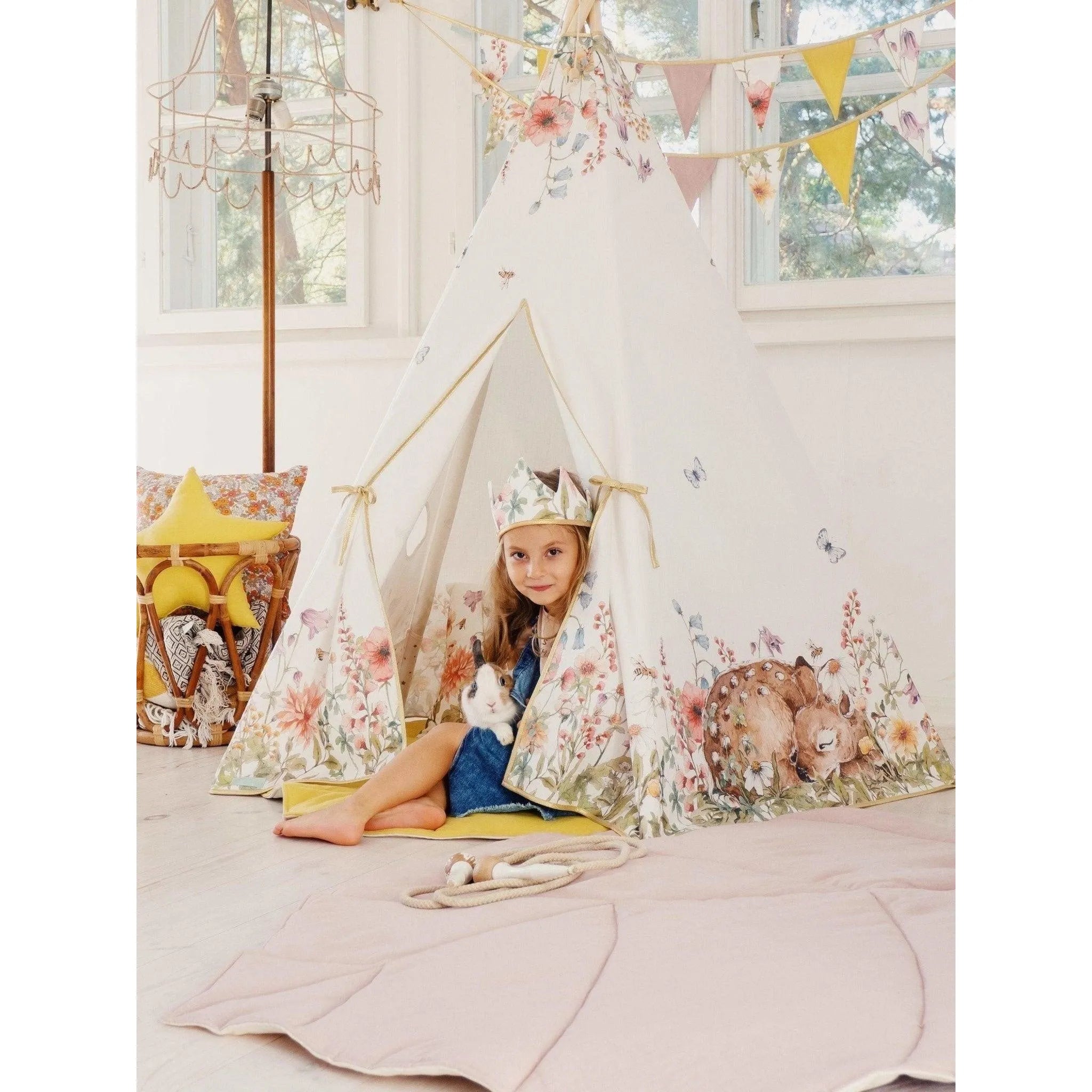 AlixFurniture Ensemble Tipi Avec Tapis Doux Collection Fleurs Sauvages