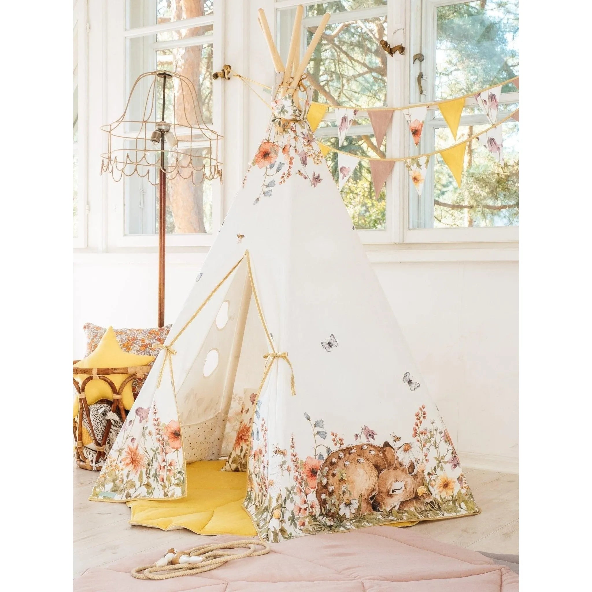 AlixFurniture Ensemble Tipi Avec Tapis Doux Collection Fleurs Sauvages
