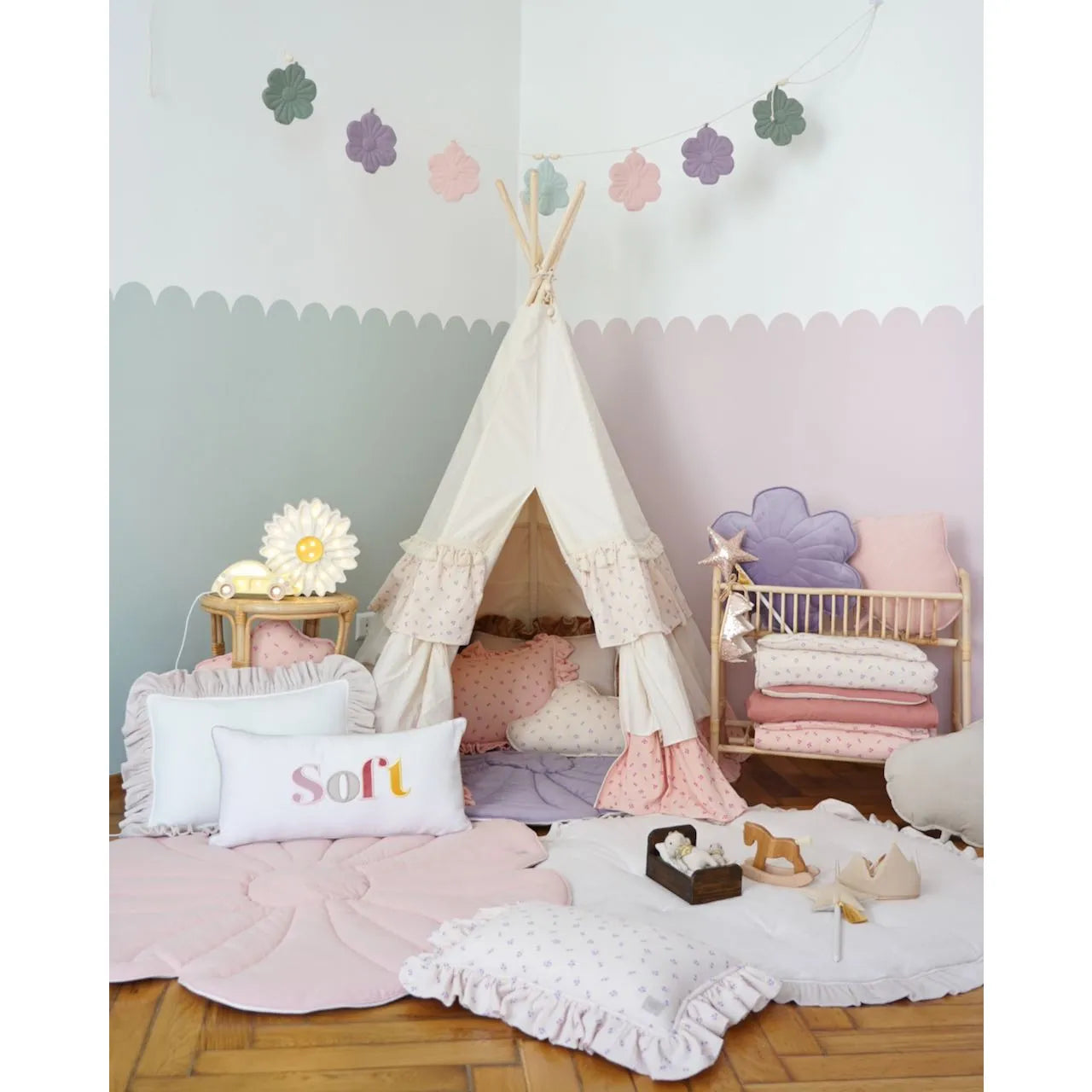 AlixFurniture Tente tipi à volants pour enfants