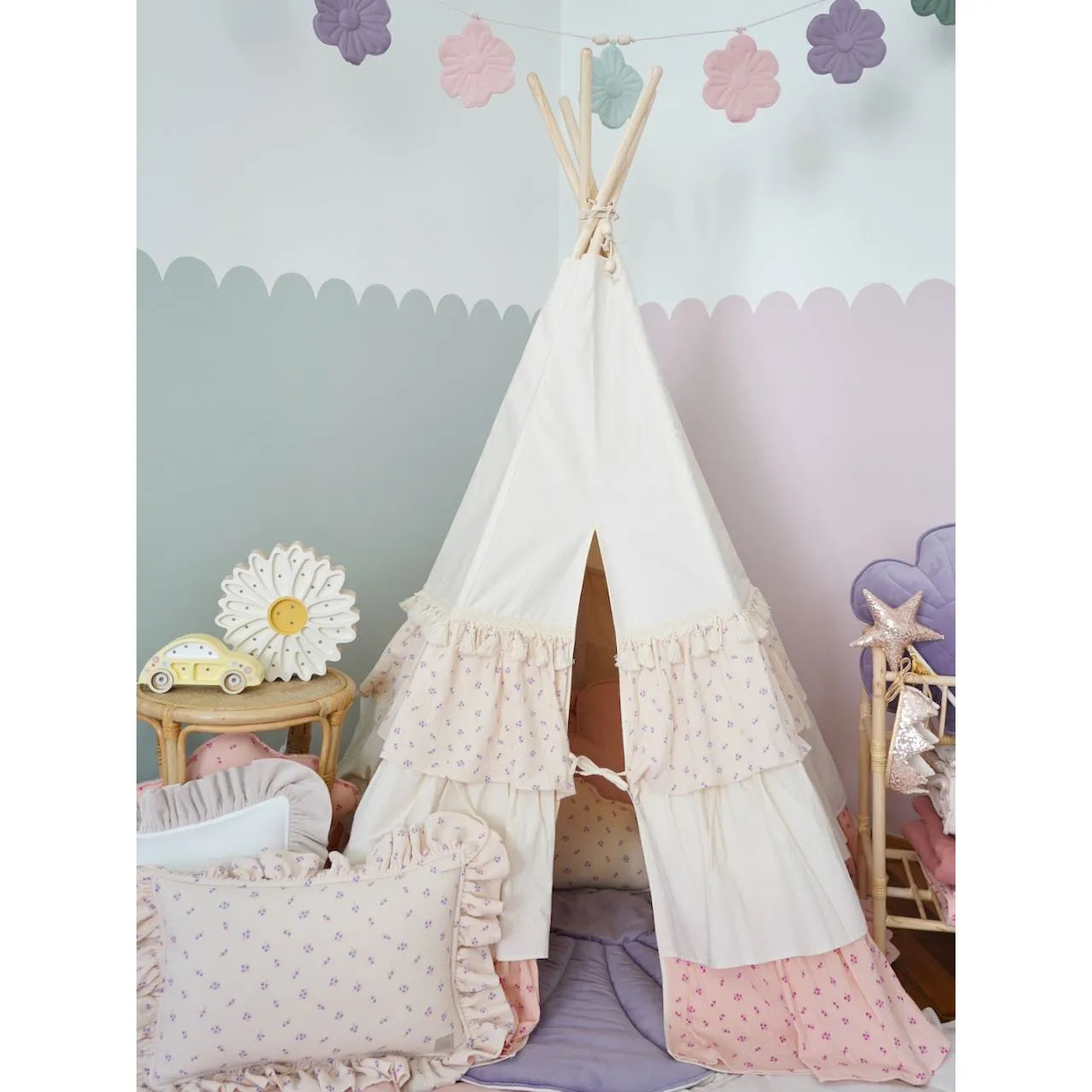 AlixFurniture Tente tipi à volants pour enfants